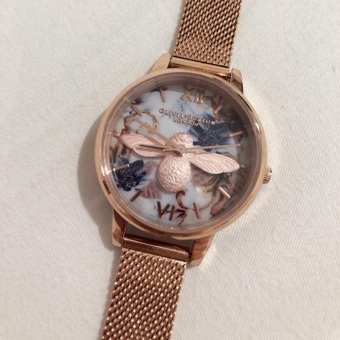(Preloved) Jam Tangan OLIVIA BURTON 3D Watercolor Florals Bee Rosegold