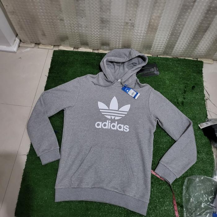 Adidas original trefoil hoodie grey white bnwt