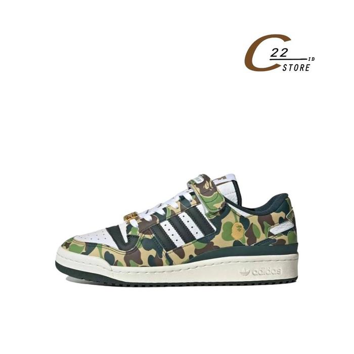 Sepatu Adidas Forum 84 Low X BAPE Green Camo