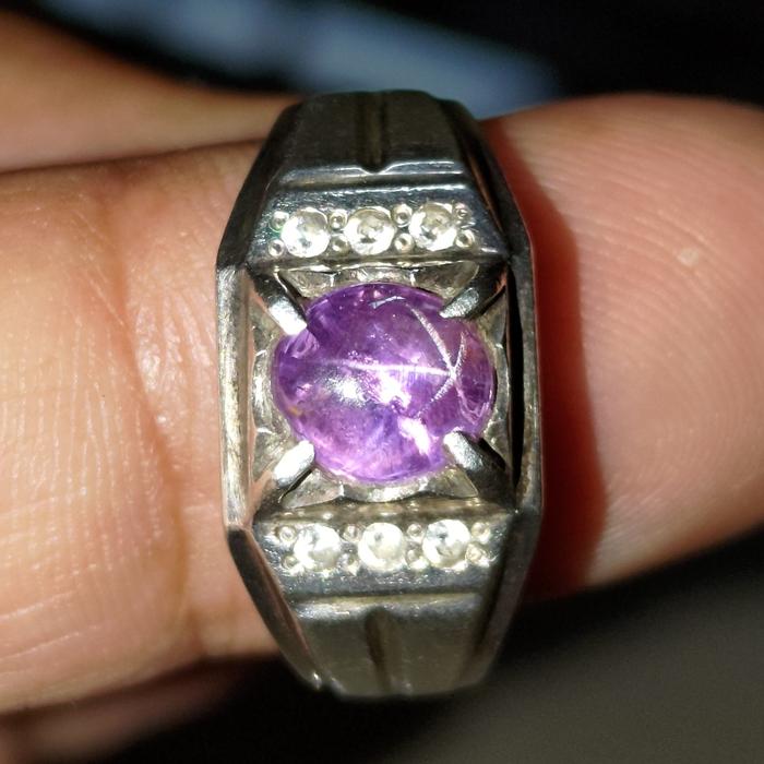 Sapphire Pink Purple Star Ceylon Safir mata udang 2crt Perak Handmade