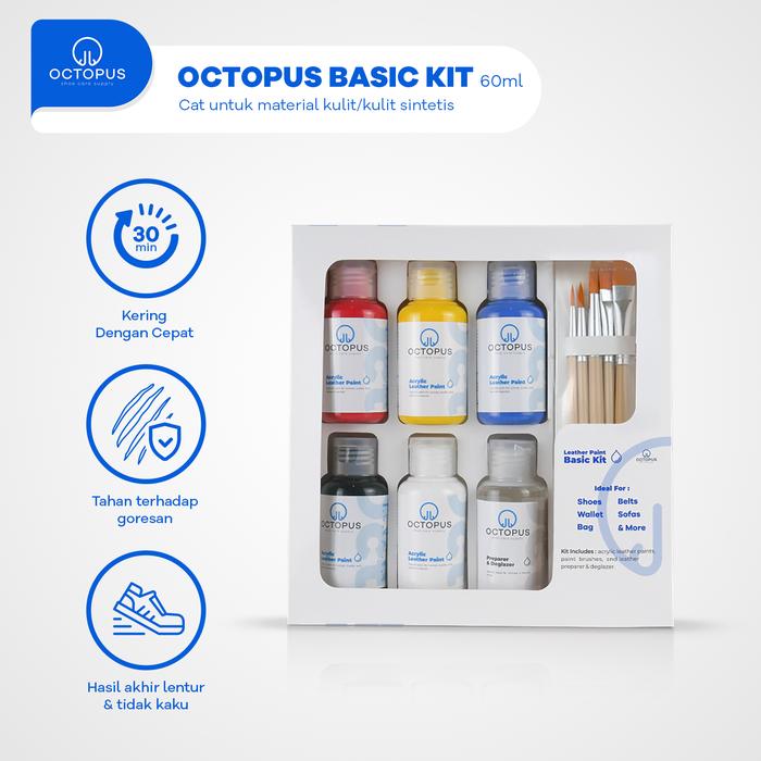 Octopus Cat Sepatu Canvas dan Suede 60ml Basic Kit - Kualitas Terbaik untuk Material Kulit & Sinteti