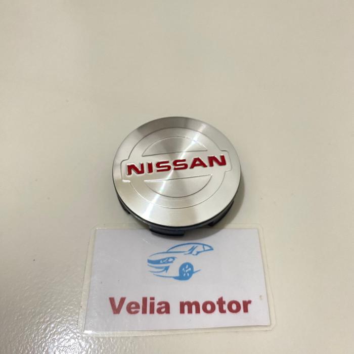Dop roda tutup velg Nissan logo merah diameter 5.7 cm