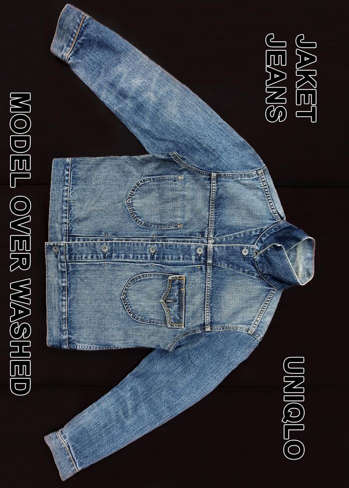 Jaket blue jeans jean uniqlo pria bekas over washed