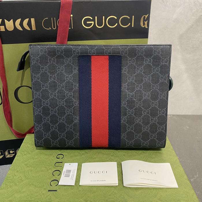 GUCCI GG MESSENGER WEB POUCH BLACK AUTHENTIC ORIGINAL 100%