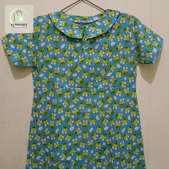 Daster biru motif keroppi (bekas)