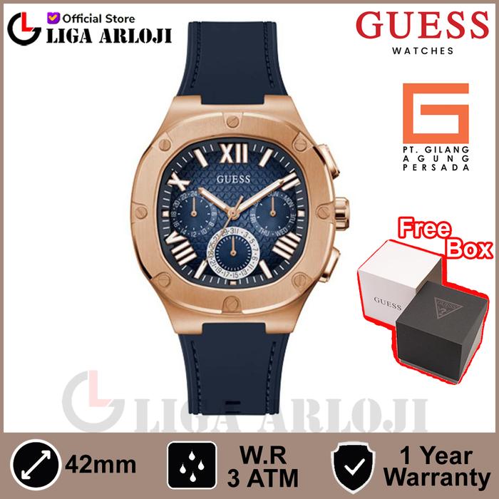 GUESS GW0571G2 Original HEADLINE Jam Tangan Pria Analog Navy Silicone
