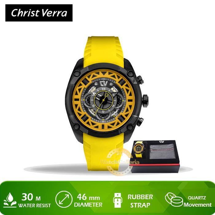 Jam Tangan Pria Christ Verra CV C 11122G-36 YLW Original Murah