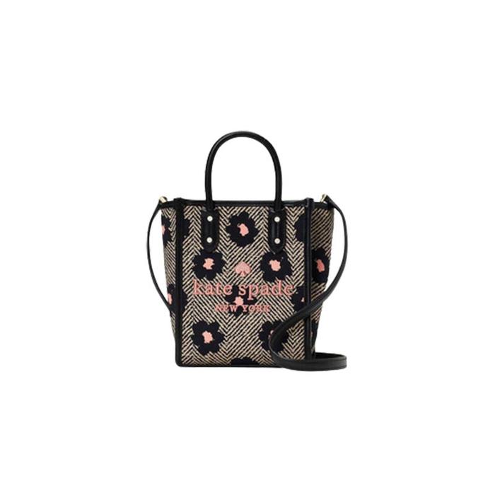 Tas Wanita Branded KS Ella Herringbone Floral Mini Tote Bag - Black Multi