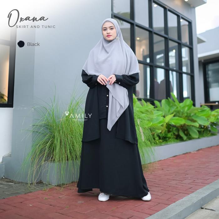 Oxana Set BLACK Skirt and Tunic / Rok dan Tunik by Amily Hijab