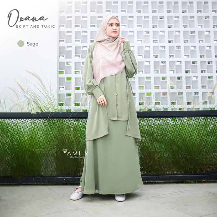 Oxana Set SAGE Skirt and Tunic / Rok dan Tunik by Amily Hijab
