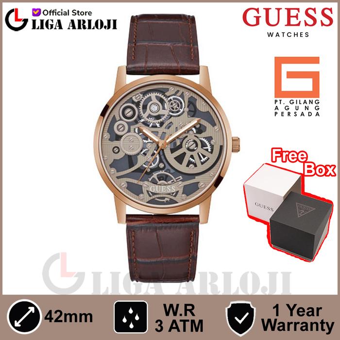 GUESS GW0570G2 Original GADGET Jam Tangan Pria Analog Brown Leather