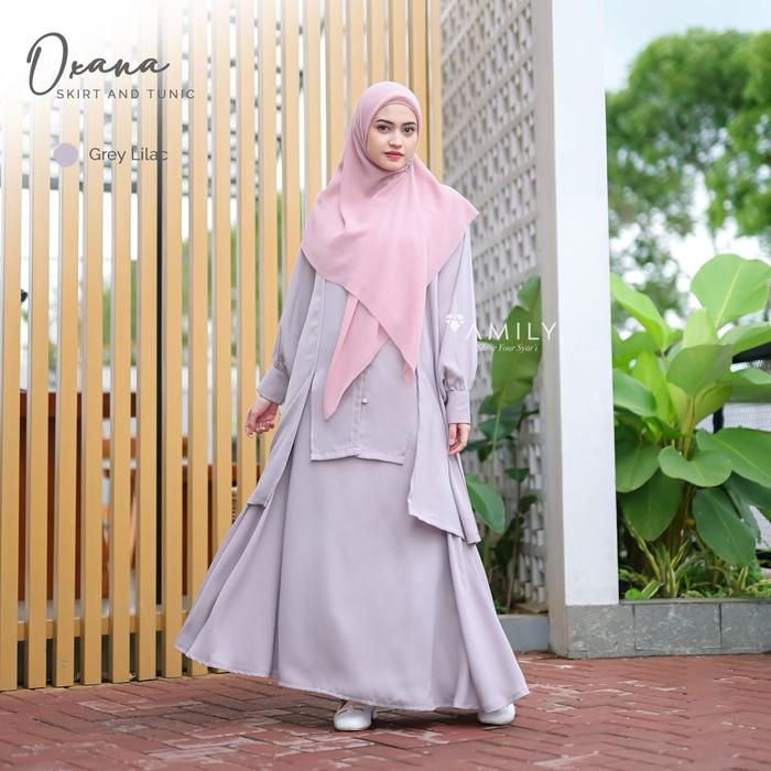 Oxana Set GREY LILAC Skirt and Tunic / Rok dan Tunik by Amily Hijab