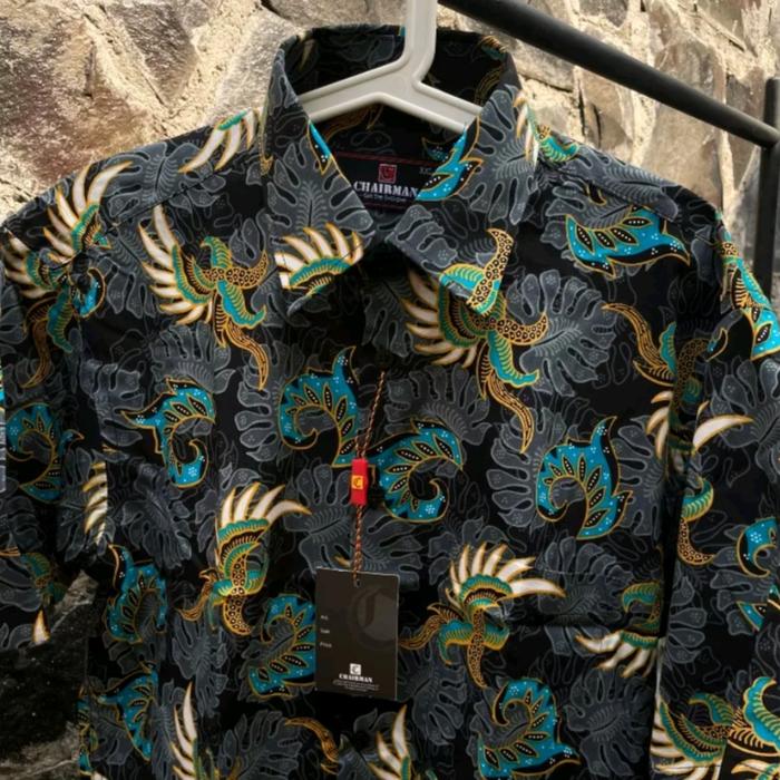 kemeja lengan pendek motif batik Chairman