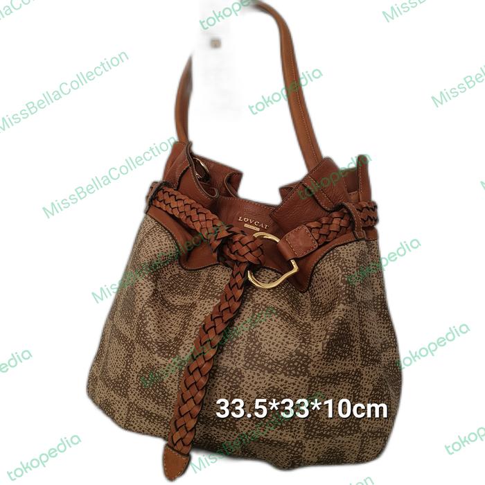 Tas bahu tote serut Lovcat mix anyam brown
