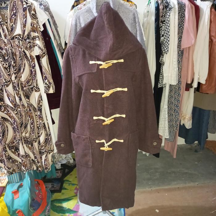 Brown Hoodie Long Wool Kimtan Jacket by Rafaga