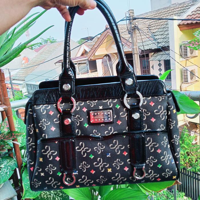 SECOND - TAS CAPACCI - HITAM MOTIF - KULIT