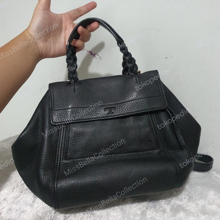 Tas sling tenteng kulit vintage Tory B TB Black