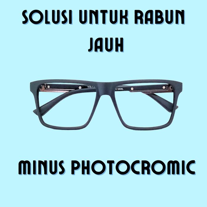 Kacamata Minus Cowok Photocromic Kotak Vintage Kecamata Anti Radiasi
