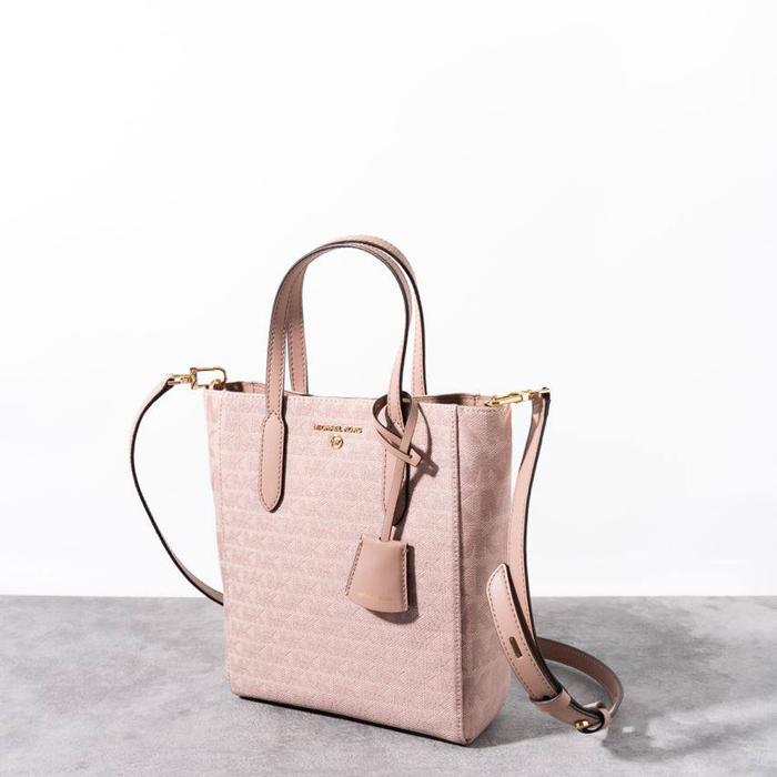MICHAEL KORS SINCLAIR SMALL LOGO JACQUARD CROSSBODY BAG SOFT PINK FAWN