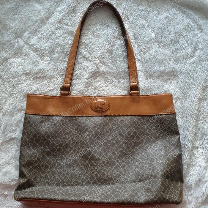 Tas tote pvc kulit Nina Ricci Vintage Tan Brown