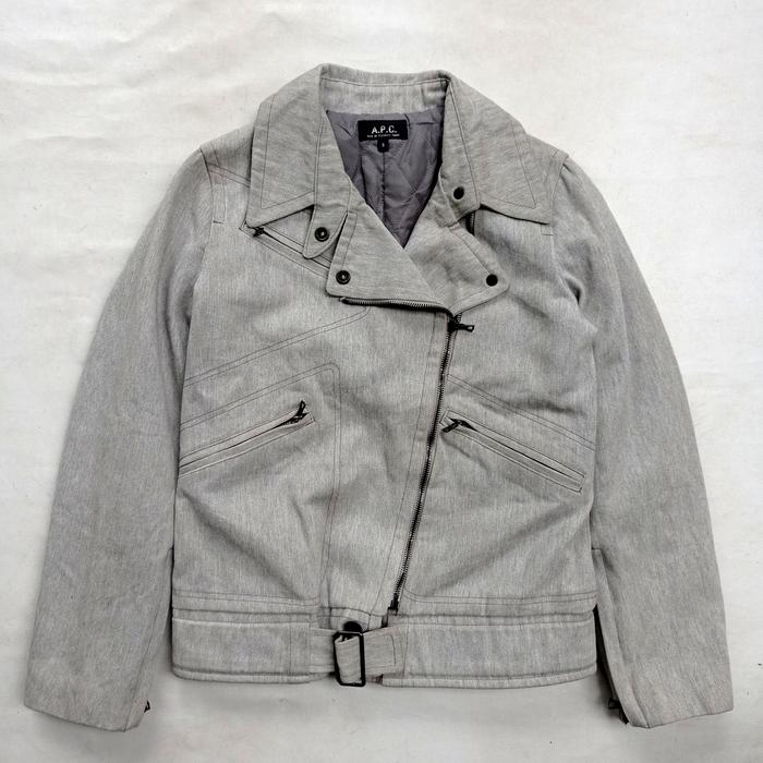 APC rue de fleurus Paris rugged denim biker jacket perfecto riri zip