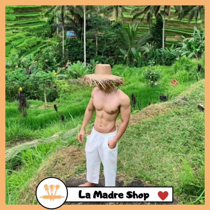 TOPI PANTAI BALI Pria Wanita / Topi Koboi Anyaman Pandan - Harga Murah