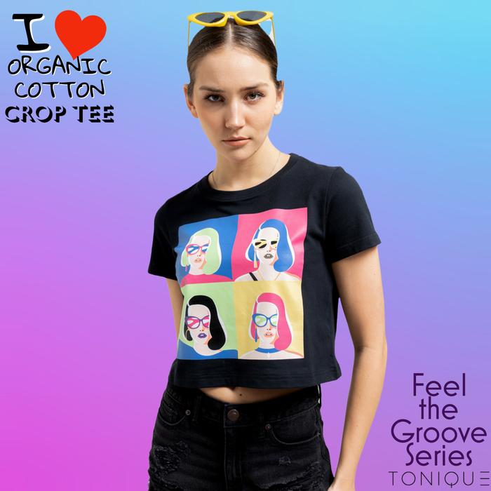TONIQUE Kaos 24S katun combed Crop Top Regular Wanita Hitam Sherry Cotton Cropped Black T-shirt