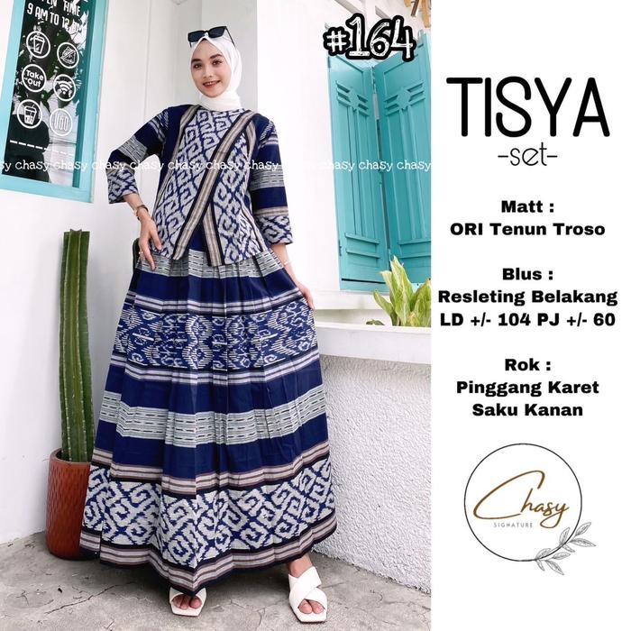 new tisya set setelan rok wanita tenun troso ori etnik premium