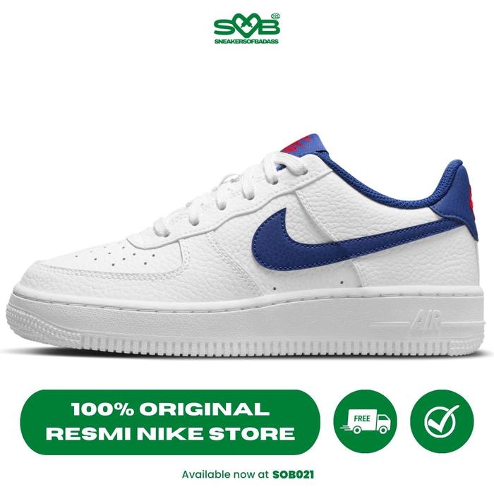 Sepatu Sneakers Nike Kids AF1 White/Blue/Red - CT3839-101