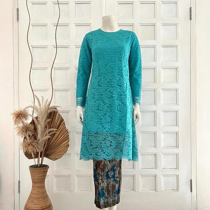 SET KEBAYA TUNIK BROKAT JUMBO WARNA TOSCA /KEBAYA KONDANGAN MODERN