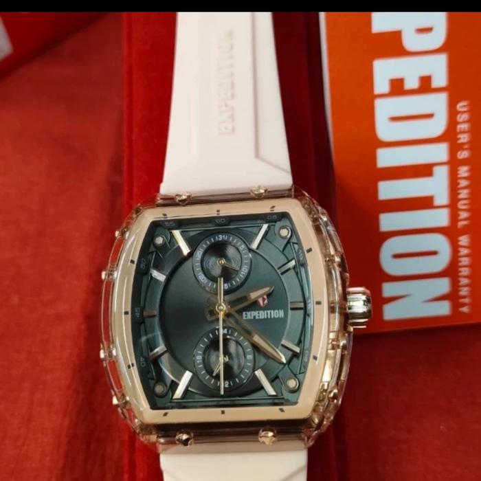 Jam Wanita Original EXPEDITION E 6814 M All Stainless Steel Rubber