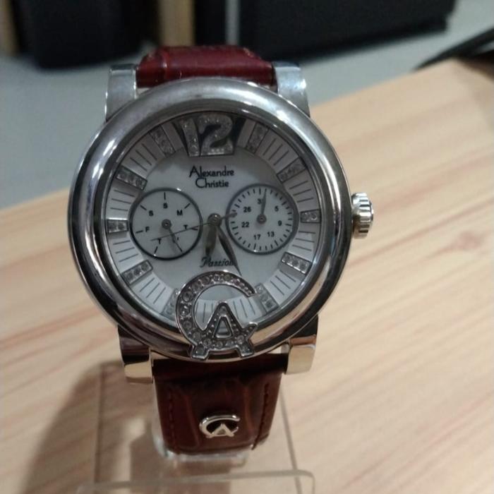ALEXANDRE CHRISTIE JAM TANGAN 2347 BF SILVER BROWN ORIGINAL