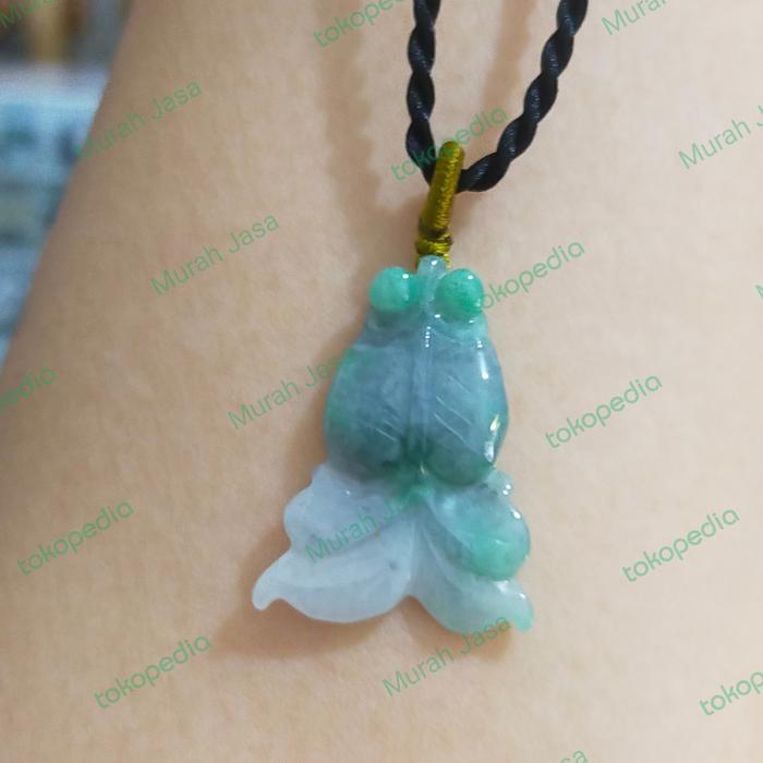 Kalung Liontin Giok Burma Ikan Mas Koki Hoki keberuntungan  + sertifik
