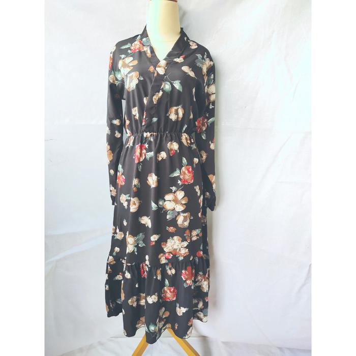 Preloved Dress Kimono Tangan Panjang Motif Bunga Vintage