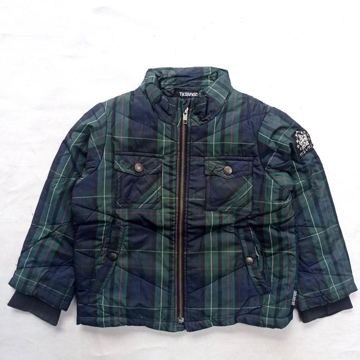 jaket anak tkspakid japan padded plaid casual windbreaker
