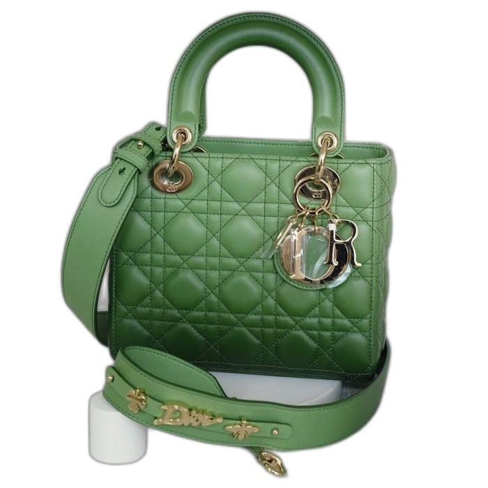 Christian Dior Lady Dior Small Flap Bag Green Indigo 2 Tone GHW