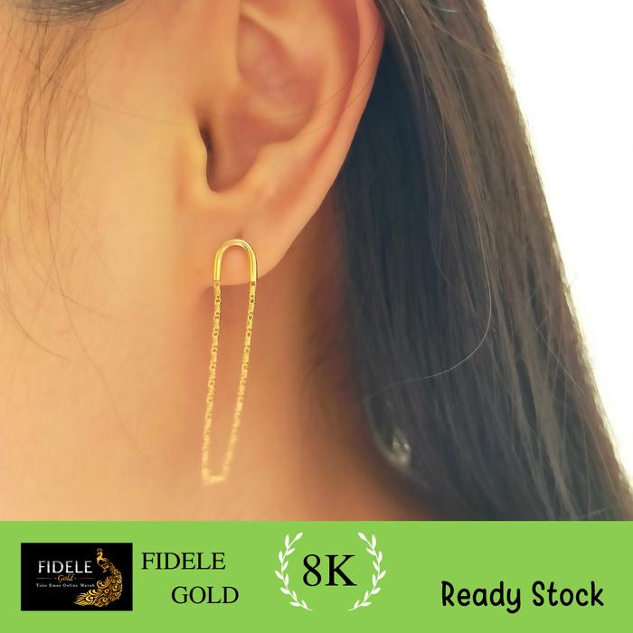Anting fashion fkl tusuk emas asli kadar muda 375