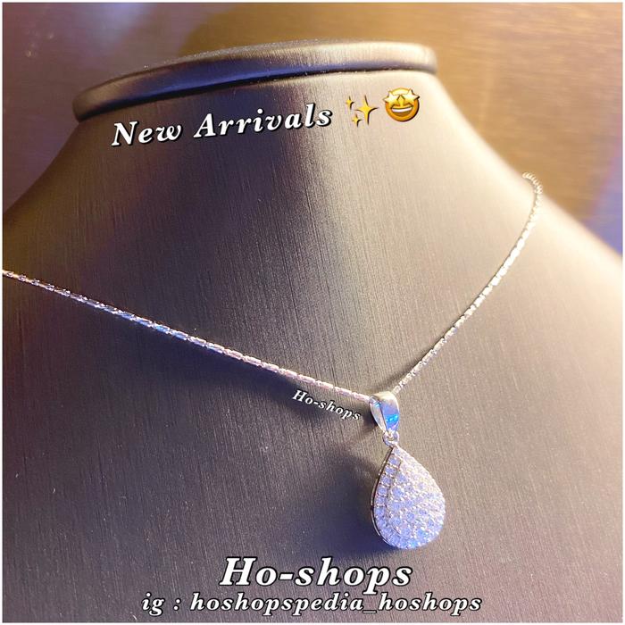 Kalung + Liontin Pear Mas Putih Kadar 750 Asli Emas