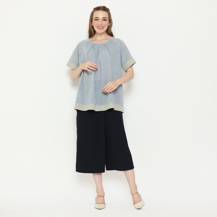 Canotier Ladies Blouse Lengan Pendek LC135.BLU