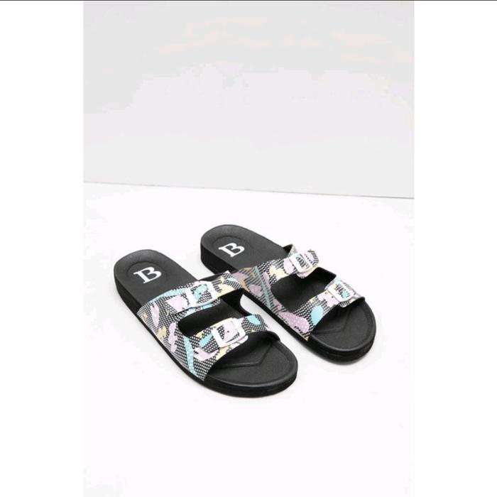 berrybenka sandal wanita Sofia Sonia printed black original