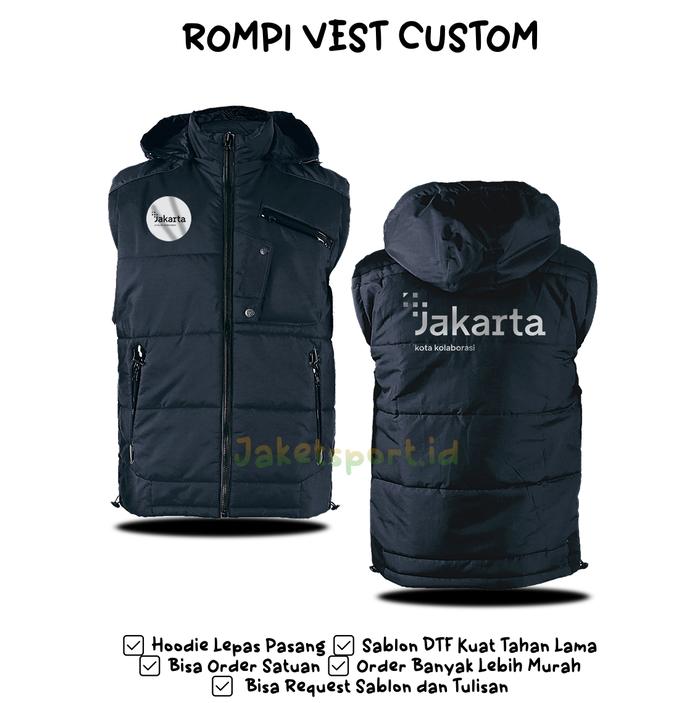 ROMPI PRIA VEST JAKARTA KOTA KOLABORASI TAHAN ANGIN HOODIE LEPAS PASNG