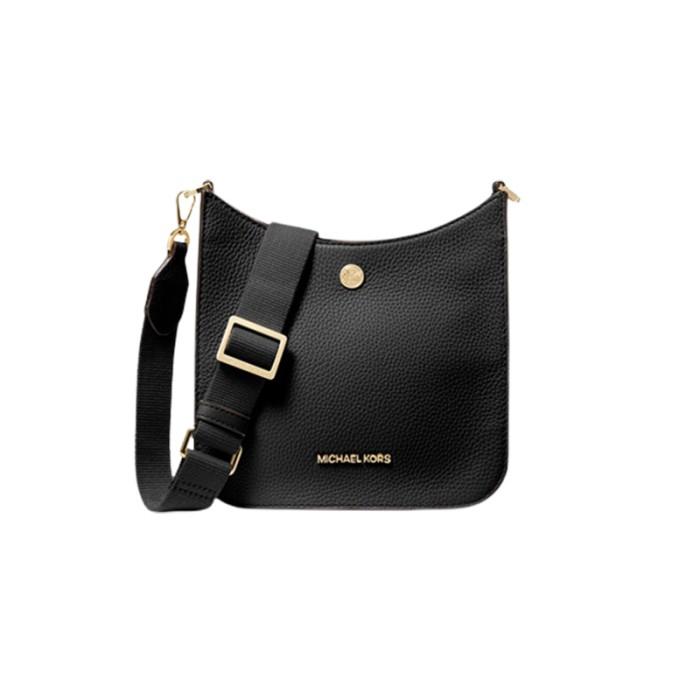 Tas Wanita Branded MK Briley Small Leather Messenger Bag - Black