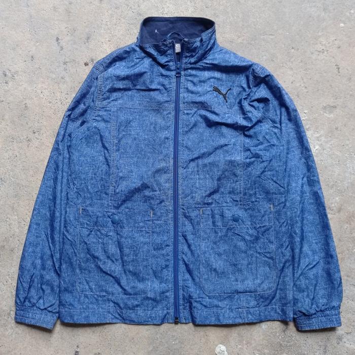 jaket anak casual puma original branded track denim print