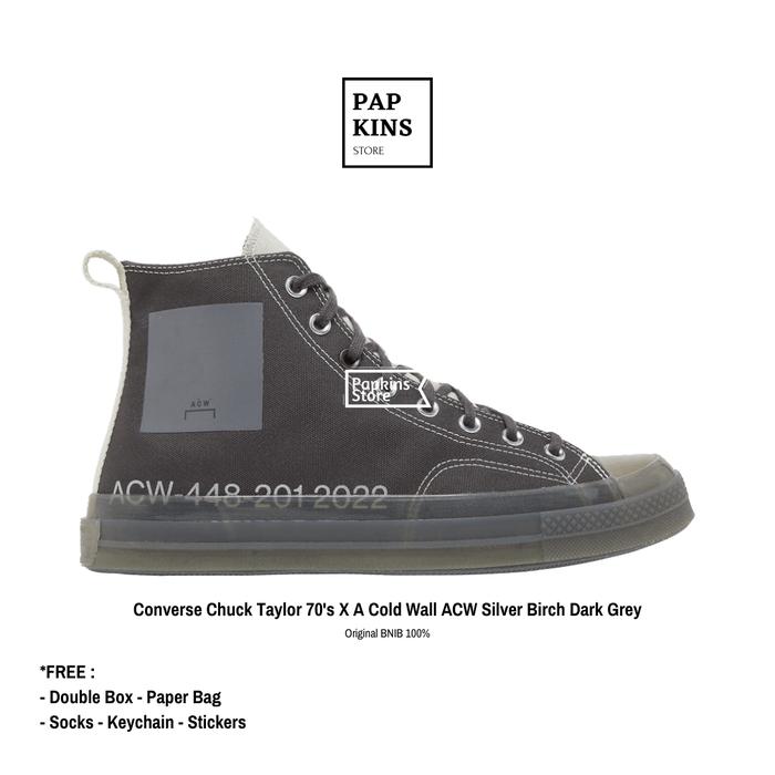 sepatu converse chuck taylor 70's x a cold wall acw dark grey