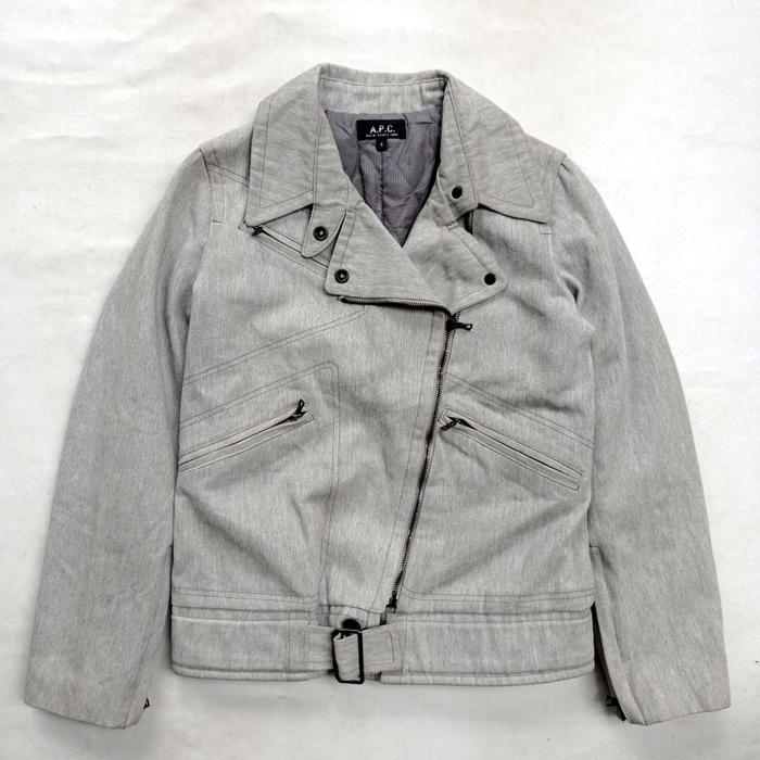 apc rue de fleurus paris rugged denim perfecto biker jacket riri ziper