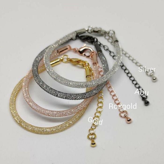 Gelang Glitter Serut Wanita - Gelang Tali Serut Warna Terbaru 2023 COD