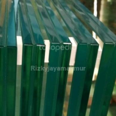 kaca tempered ukuran pintu geser otomatis T. 12mm x L.102cm x T. 250cm