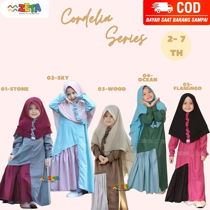 GAMIS ANAK PEREMPUAN USIA 2-7 TAHUN BAHAN KATUN MADINA SET JILBAB CERUTY BABYDOLL INSTAN CORDELIA SE
