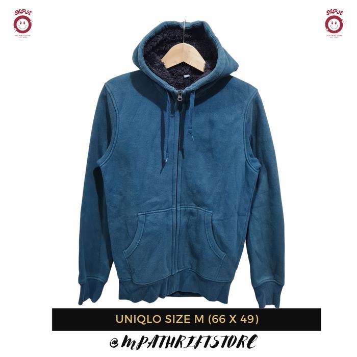 Zipper Hoodie Uniqlo Sherpa Dalam Second Branded
