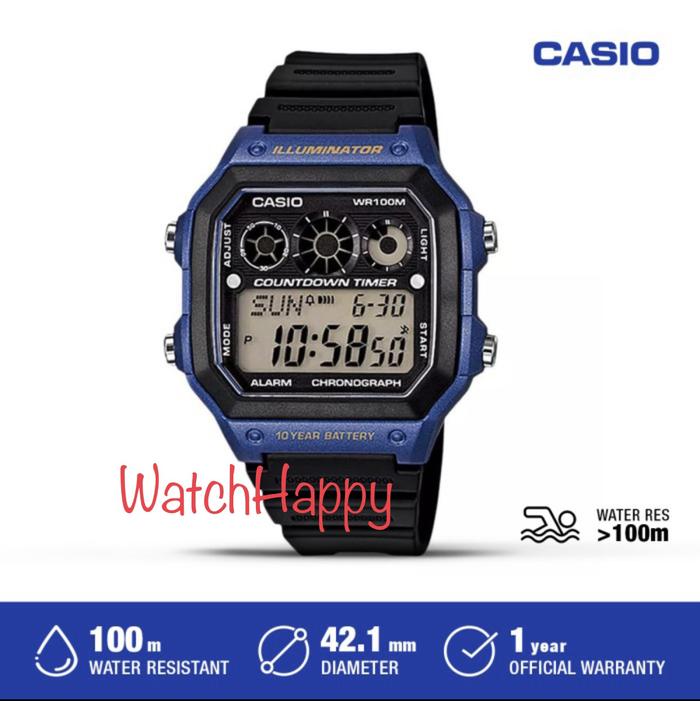CASIO AE-1300WH-2AVDF / AE-1300WH-2AV /AE-1300WH / AE-1300WH-2 / AE-1300WH-2A BLUE BLACK DIGITAL DIA